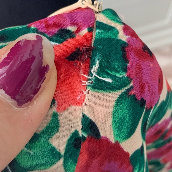 OLIVIA + JAMES Floral Red Pink Purple Midi Sleeveless V-Neck Dress Size Small - Picture 8 of 16